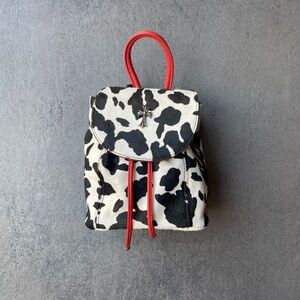 Genuine Leather Cow Hide Print Mini Backpack